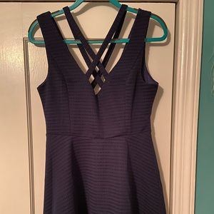 Navy Criss Cross Striped Dress
